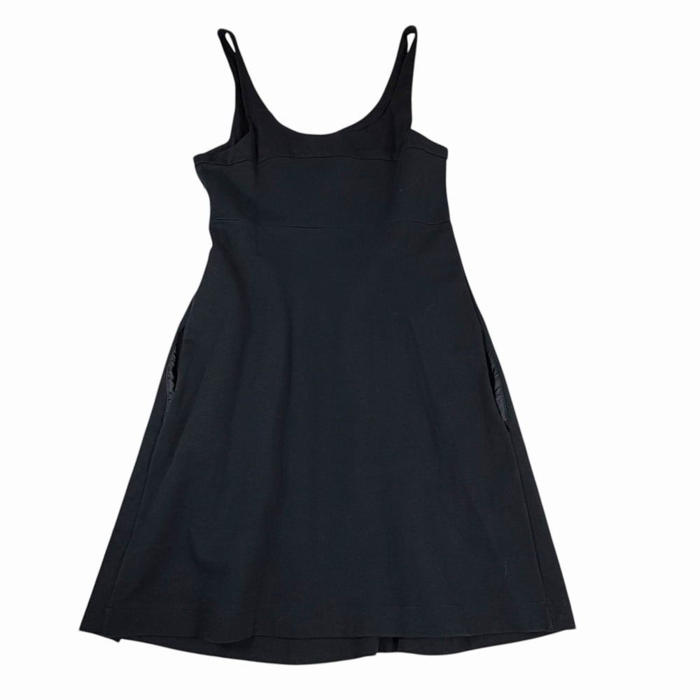Theory Sleeveless Dress Stretch Fit & Flare Black Pleated Knee Length 8 Pockets - Picture 3 of 8